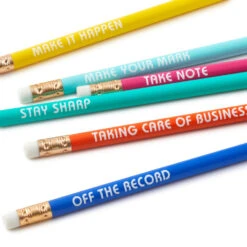 Hallmark Motivating Messages Wooden Pencils, Pack Of 6 -Hallmark Store 6 Wood Pencils With Messages 3SOM1344 03