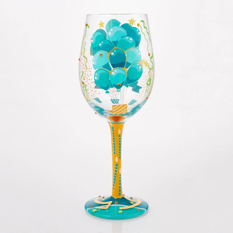 Lolita Happy 65th Birthday Handpainted Wine Glass, 15 Oz. 4 Lolita Happy 65th Birthday Handpainted Wine Glass, 15 Oz. - Image 2