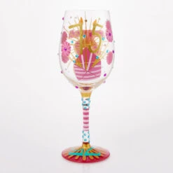 Lolita Happy 75th Birthday Handpainted Wine Glass, 15 Oz. -Hallmark Store 75th Birthday Cake and Flowers Wine Glass 6016992 02