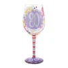 Lolita Happy 80th Birthday Handpainted Wine Glass, 15 Oz. -Hallmark Store 80th Birthday Vibrant Flowers Wine Glass 6016993 01