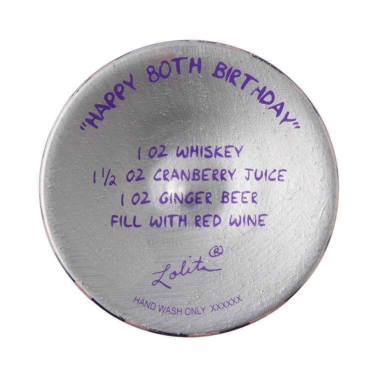 Lolita Happy 80th Birthday Handpainted Wine Glass, 15 Oz. 6 Lolita Happy 80th Birthday Handpainted Wine Glass, 15 Oz. - Image 4