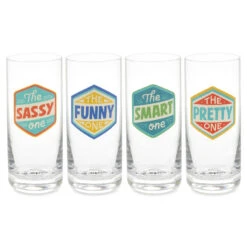 Hallmark Badges Of Honor Funny Drinking Glasses, Set Of 4