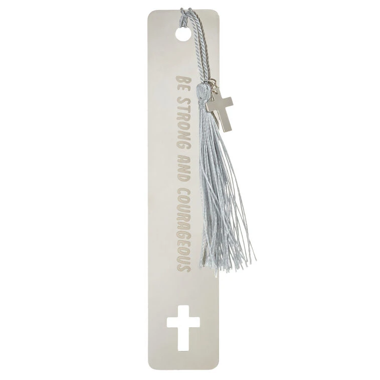 Hallmark Be Strong And Courageous Metal Bookmark With Cross Charm 3 Hallmark Be Strong And Courageous Metal Bookmark With Cross Charm