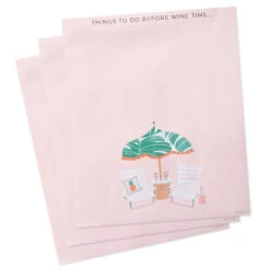Hallmark Tropical Wine Time To-Do Note Pad -Hallmark Store Beach Umbrella and Chairs Perforated Pink Memo Pad 3SOM1357 03