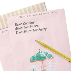 Hallmark Tropical Wine Time To-Do Note Pad -Hallmark Store Beach Umbrella and Chairs Perforated Pink Memo Pad 3SOM1357 04
