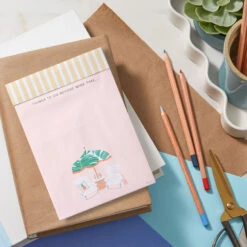 Hallmark Tropical Wine Time To-Do Note Pad -Hallmark Store Beach Umbrella and Chairs Perforated Pink Memo Pad 3SOM1357 05