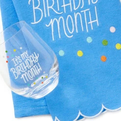 Hallmark Birthday Month Tea Towel And Wine Glass Bundle -Hallmark Store Birthday Month Tea Towel and Wine Glass Bundle 1BIR1300 04
