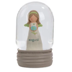 Blossom Bucket August Birthstone Angel Snow Globe, 4.2"