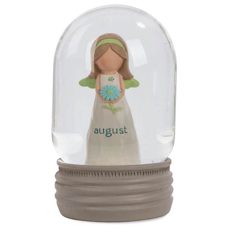 Blossom Bucket August Birthstone Angel Snow Globe, 4.2" 3 Blossom Bucket August Birthstone Angel Snow Globe, 4.2"