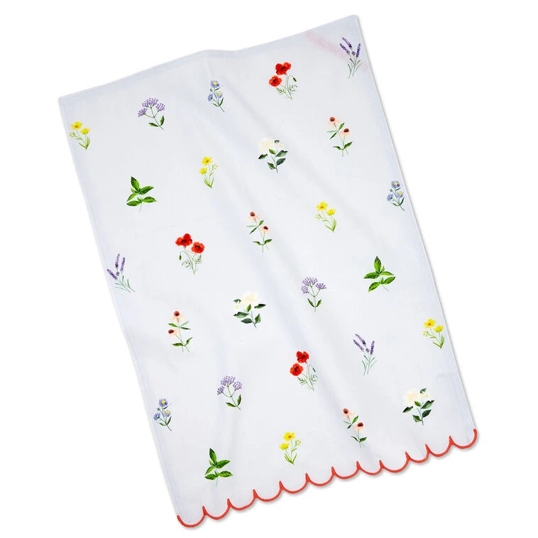 Hallmark Floral And Stripe Scalloped Tea Towels, Set Of 2 4 Hallmark Floral And Stripe Scalloped Tea Towels, Set Of 2 - Image 2