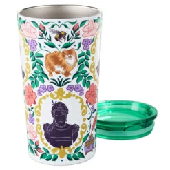 Hallmark Bridgerton Ton Silhouettes On Floral Travel Mug, 15 Oz. 9 Hallmark Bridgerton Ton Silhouettes On Floral Travel Mug, 15 Oz. -Hallmark Store Bridgerton Cameos Floral Print on White Travel Mug 1PCL1081 03