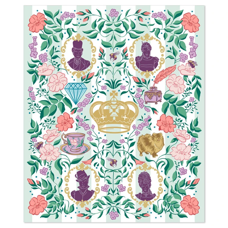Hallmark Bridgerton Ton Silhouettes On Floral Blanket, 50x60 4 Hallmark Bridgerton Ton Silhouettes On Floral Blanket, 50x60 - Image 2