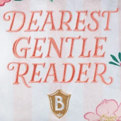 Hallmark Bridgerton Dearest Gentle Reader Throw Pillow, 18x18 -Hallmark Store Bridgerton Pink and White Stripe Floral Throw Pillow 1PCL1059 05