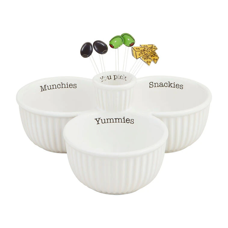 Mud Pie Snack Bowl Trio And Picks Serving Set 3 Mud Pie Snack Bowl Trio And Picks Serving Set