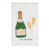 Mud Pie Champagne Bottle And Glasses Tea Towel