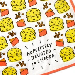 Hallmark Hopelessly Devoted To Cheese Funny Tea Towel, 18x26 -Hallmark Store Cheesy Illustrations Funny Kitchen Towel 1SHX1000 04