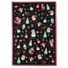 Hallmark Vintage Christmas Icons Tea Towel, 18x26 -Hallmark Store Christmas Icons on Black Dish Towel 1XKT6057 01