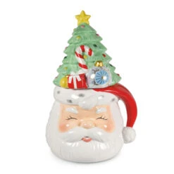 Hallmark Santa And Christmas Tree Sculpted Cookie Jar, 12.5"