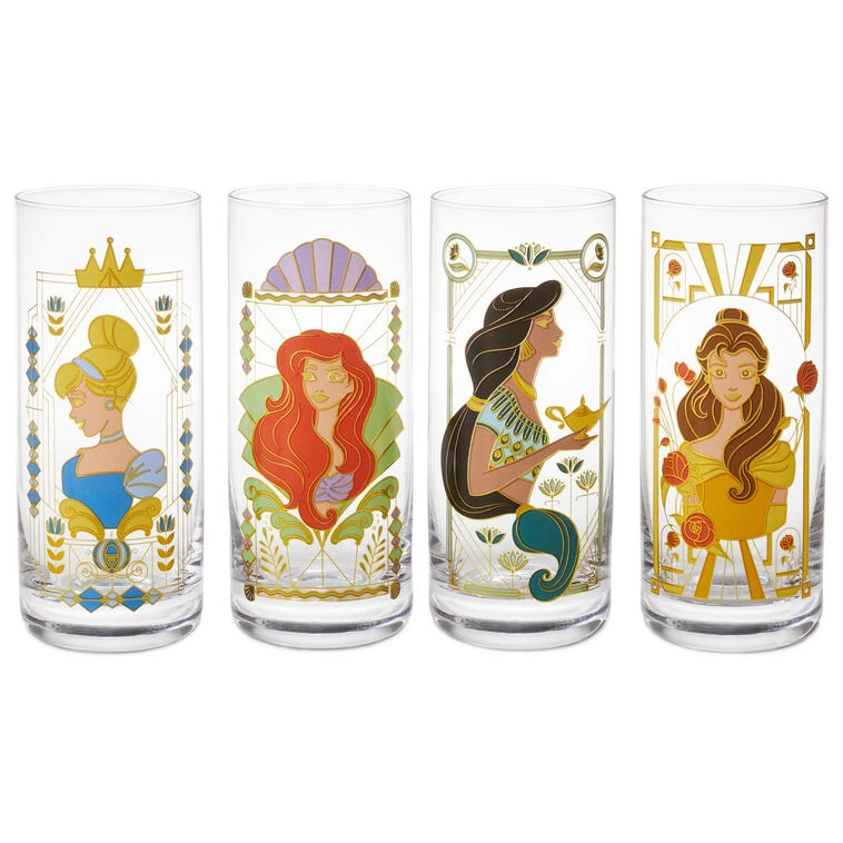 Hallmark Disney Princess Drinking Glasses, Set Of 4 3 Hallmark Disney Princess Drinking Glasses, Set Of 4