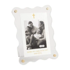 Mud Pie Acrylic Picture Frame With Cross And Bible Verse, 3x4