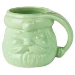 Hallmark Mint Green Sculpted Santa Mug, 8 Oz.