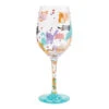Lolita Meow It Up Handpainted Wine Glass, 15 Oz. -Hallmark Store Colorful Cats and Hearts Wine Glass 6016982 01