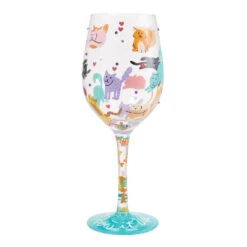Lolita Meow It Up Handpainted Wine Glass, 15 Oz.