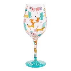 Lolita Woof It Up Handpainted Wine Glass, 15 Oz.