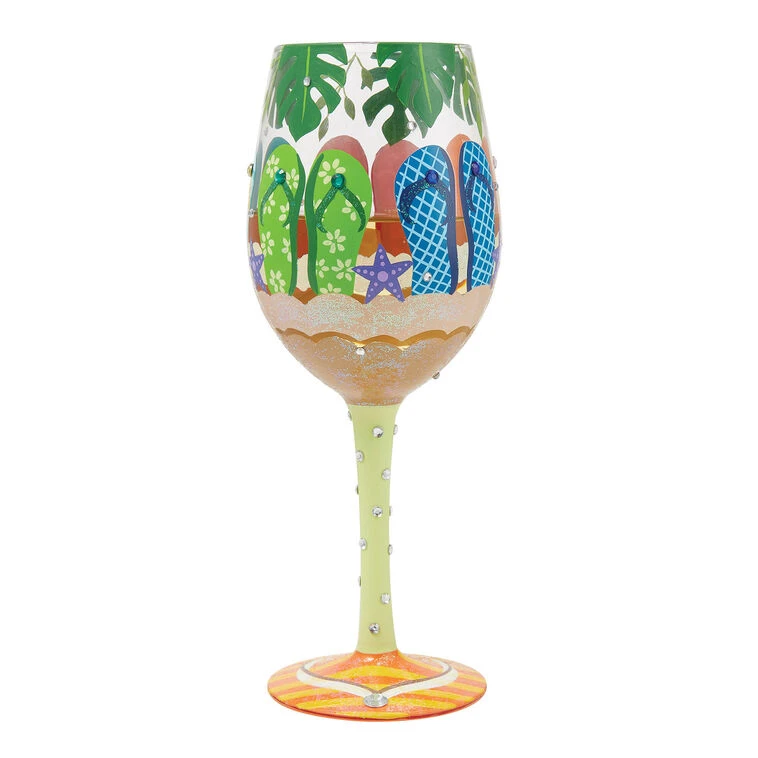 Lolita Stuck In Sand Handpainted Wine Glass, 15 Oz. 3 Lolita Stuck In Sand Handpainted Wine Glass, 15 Oz.