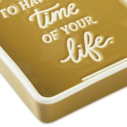 Hallmark Time Of Your Life Trinket Dish -Hallmark Store Dark Yellow and White Rectangular Trinket Dish 1SNN1160 03