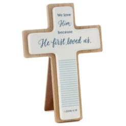 Hallmark DaySpring Wood And Ceramic Cross With Scripture