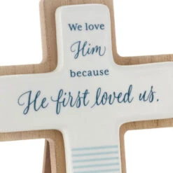 Hallmark DaySpring Wood And Ceramic Cross With Scripture -Hallmark Store DaySpring Wood and Ceramic Cross With Scripture 1REL2047 03