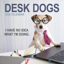 Time Factory Desk Dogs Funny 2026 Wall Calendar