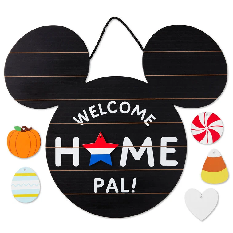 Hallmark Disney Mickey Mouse Ears Welcome Sign With Seasonal Decorations 4 Hallmark Disney Mickey Mouse Ears Welcome Sign With Seasonal Decorations - Image 2
