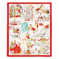 Hallmark Dr. Seuss's How The Grinch Stole Christmas!™ Storybook Scenes Throw Blanket, 50x60