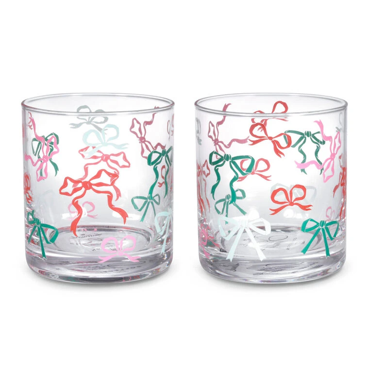 Hallmark Lacey Chabert Collection Holiday Bow Drinking Glasses, Set Of 2 3 Hallmark Lacey Chabert Collection Holiday Bow Drinking Glasses, Set Of 2