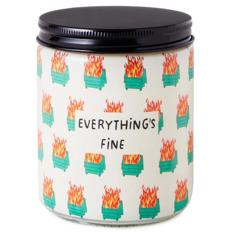 Hallmark Dumpster Fire Everything's Fine Scented Single-Wick Jar Candle, 7 Oz. 3 Hallmark Dumpster Fire Everything's Fine Scented Single-Wick Jar Candle, 7 Oz.