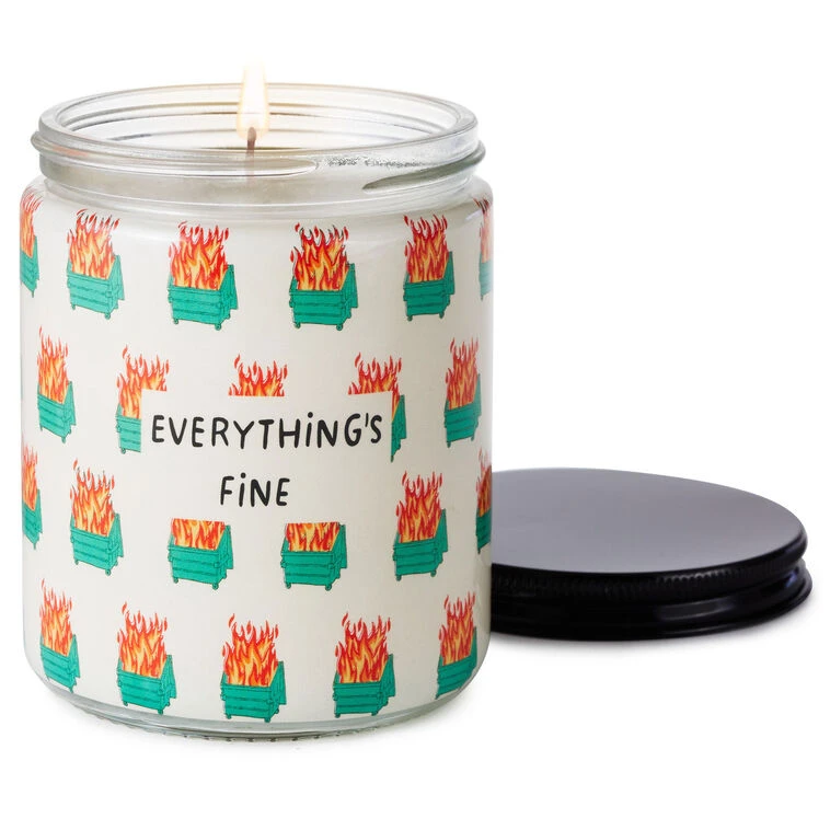 Hallmark Dumpster Fire Everything's Fine Scented Single-Wick Jar Candle, 7 Oz. 4 Hallmark Dumpster Fire Everything's Fine Scented Single-Wick Jar Candle, 7 Oz. - Image 2