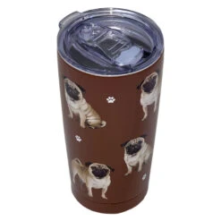 E&S Pets Pug Stainless Steel Tumbler, 20 Oz. 5 E&S Pets Pug Stainless Steel Tumbler, 20 Oz. -Hallmark Store Fawn Pug Dogs on Brown Stainless Steel Tumbler 11531 02