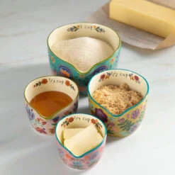 Natural Life Folk-Art Floral Nesting Measuring Cups, Set Of 4 6 Natural Life Folk-Art Floral Nesting Measuring Cups, Set Of 4 -Hallmark Store Floral Nesting Measuring Cup Set KTT000183 03