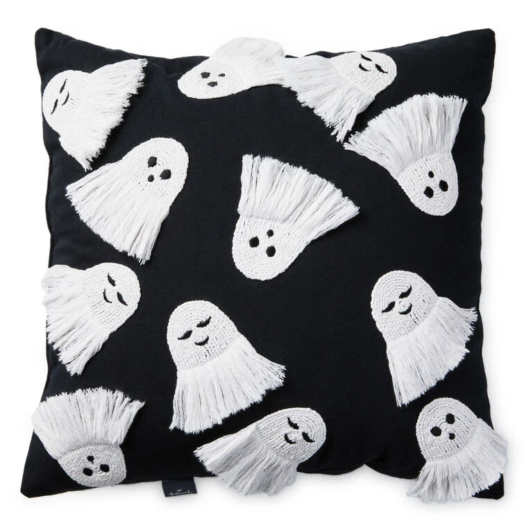 Hallmark Fringe Ghosts Halloween Pillow, 16x16 3 Hallmark Fringe Ghosts Halloween Pillow, 16x16