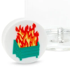 Hallmark Charmers Dumpster Fire Funny Silicone Charm, 1.75" H -Hallmark Store Funny Dumpster Fire Silicone Drink Charm 1SHX1021 02