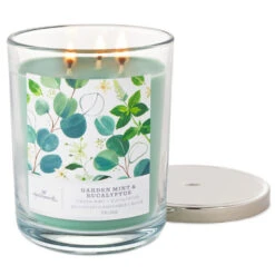 Hallmark Garden Mint And Eucalyptus 3-Wick Jar Candle, 16 Oz. -Hallmark Store Garden Mint and Eucalyptus 3Wick Jar Candle 16 oz. 1BGC1081 03
