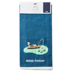Hallmark Gone Fishing Tea Towel, 18x26 -Hallmark Store Gone Fishing Blue Kitchen Towel 1SNN1204 05