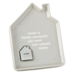 Hallmark House-Shaped Trinket Dish With Token -Hallmark Store Gray HouseShaped Trinket Dish With Token 1BIT2001 03