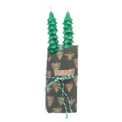 Green Tree Taper Candles, Set Of 2 -Hallmark Store Green Branches Taper Candle Set HMTAPER4 03