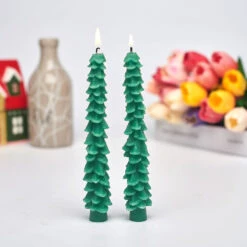 Green Tree Taper Candles, Set Of 2 -Hallmark Store Green Branches Taper Candle Set HMTAPER4 04