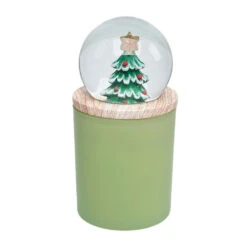 Green Cedarwood Scented Christmas Tree Snow Globe Candle