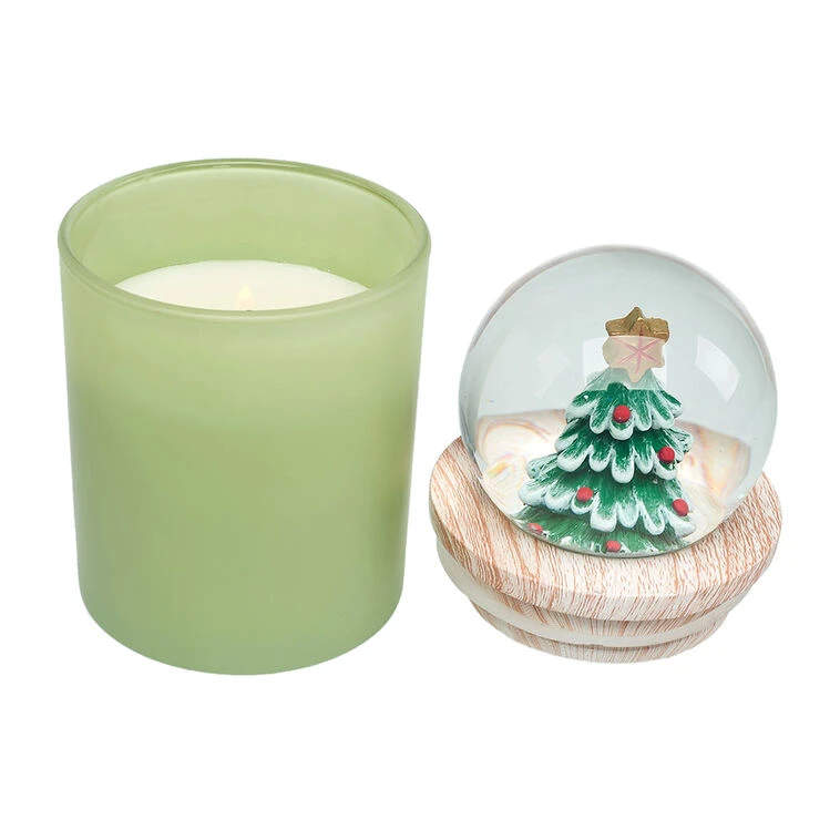 Green Cedarwood Scented Christmas Tree Snow Globe Candle 4 Green Cedarwood Scented Christmas Tree Snow Globe Candle - Image 2