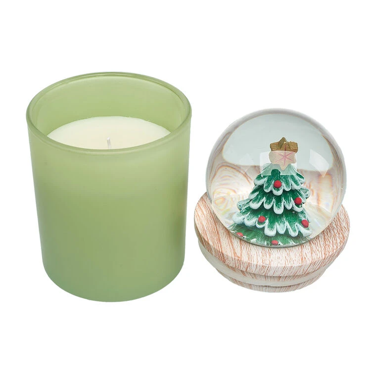 Green Cedarwood Scented Christmas Tree Snow Globe Candle 5 Green Cedarwood Scented Christmas Tree Snow Globe Candle - Image 3